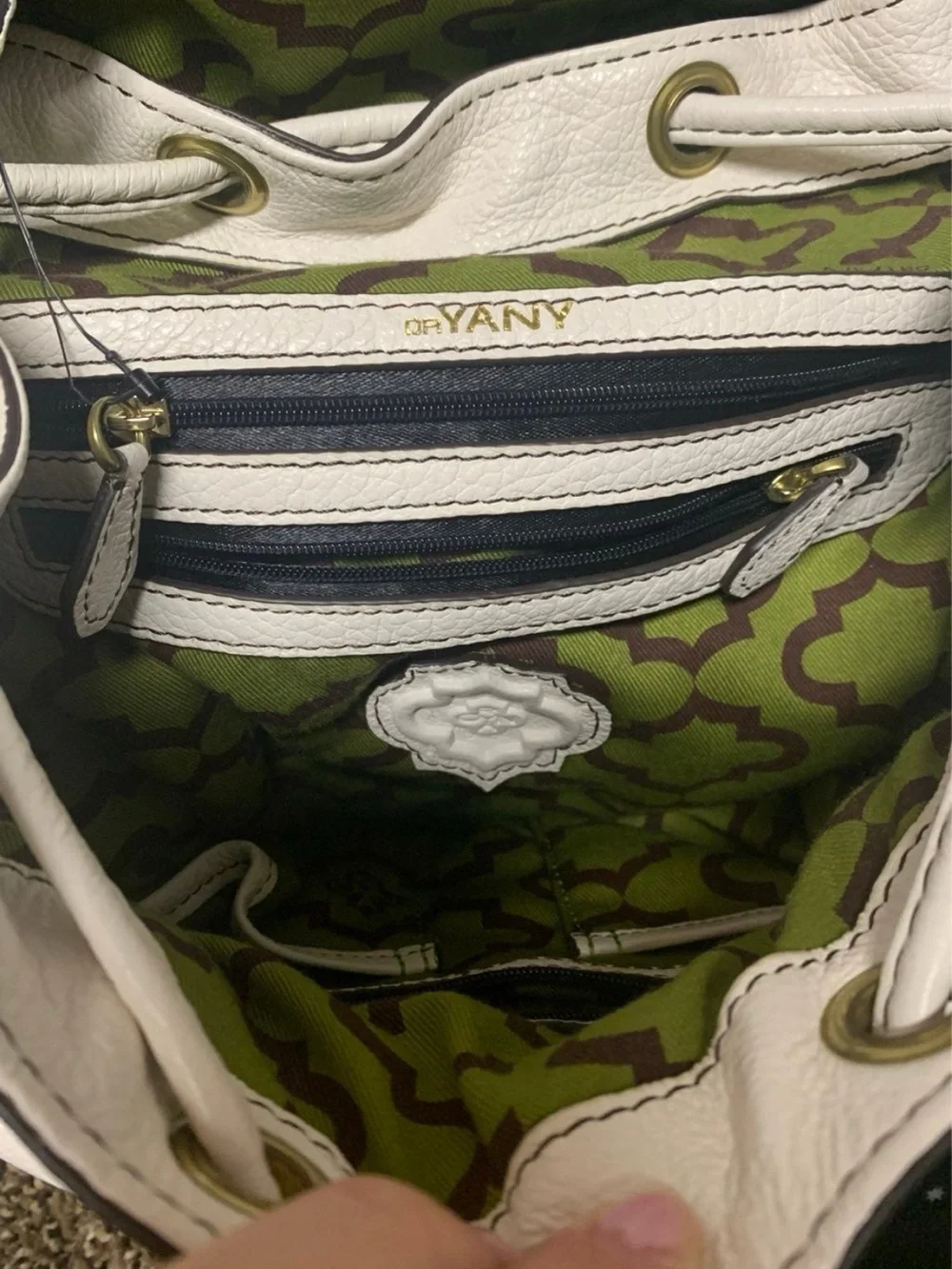 orYANY White Leather Backpack with Front Zip Pocket and Buckle Detail - Picture 7 of 9